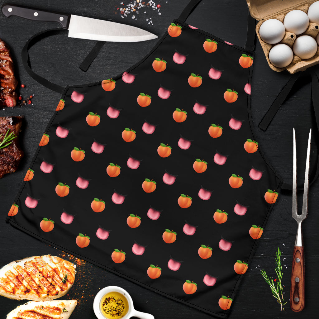 Peach & Mouth Emoji Funny Apron Universal Fit