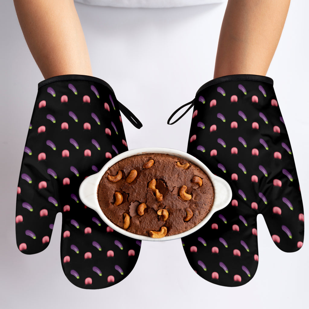 Eggplant & Mouth Funny Oven Mitts