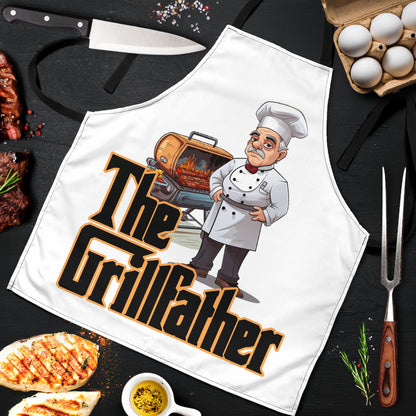 Tablier amusant noir The Grillfather, ajustement universel